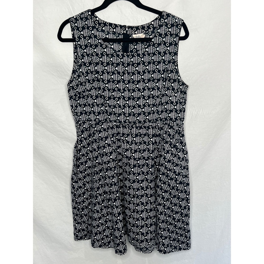 Mata Traders Print Dress Size L Black White Handcrafted Fair Trade Granola Girl